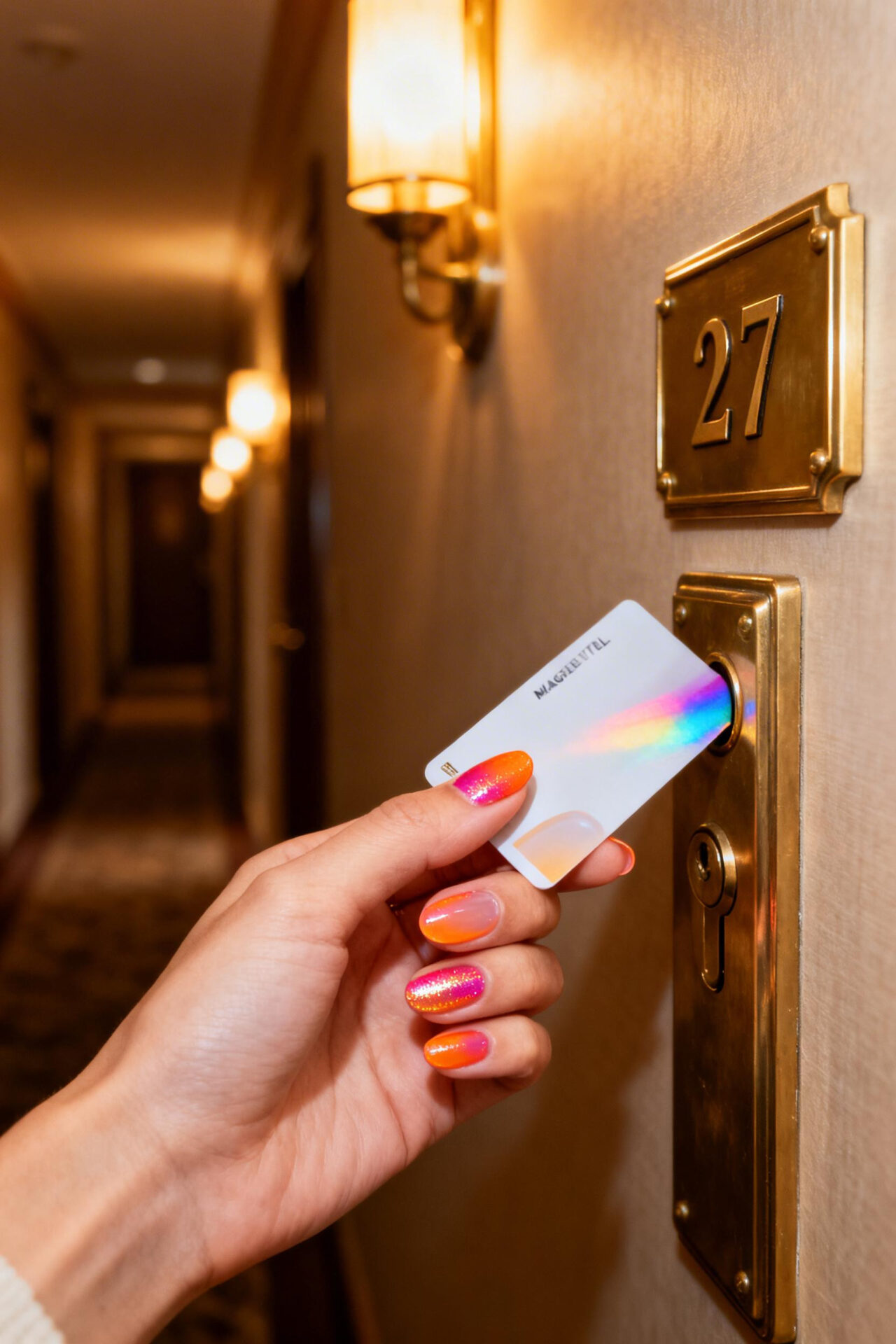 Pink Aura Nails - salmon coral oval foil