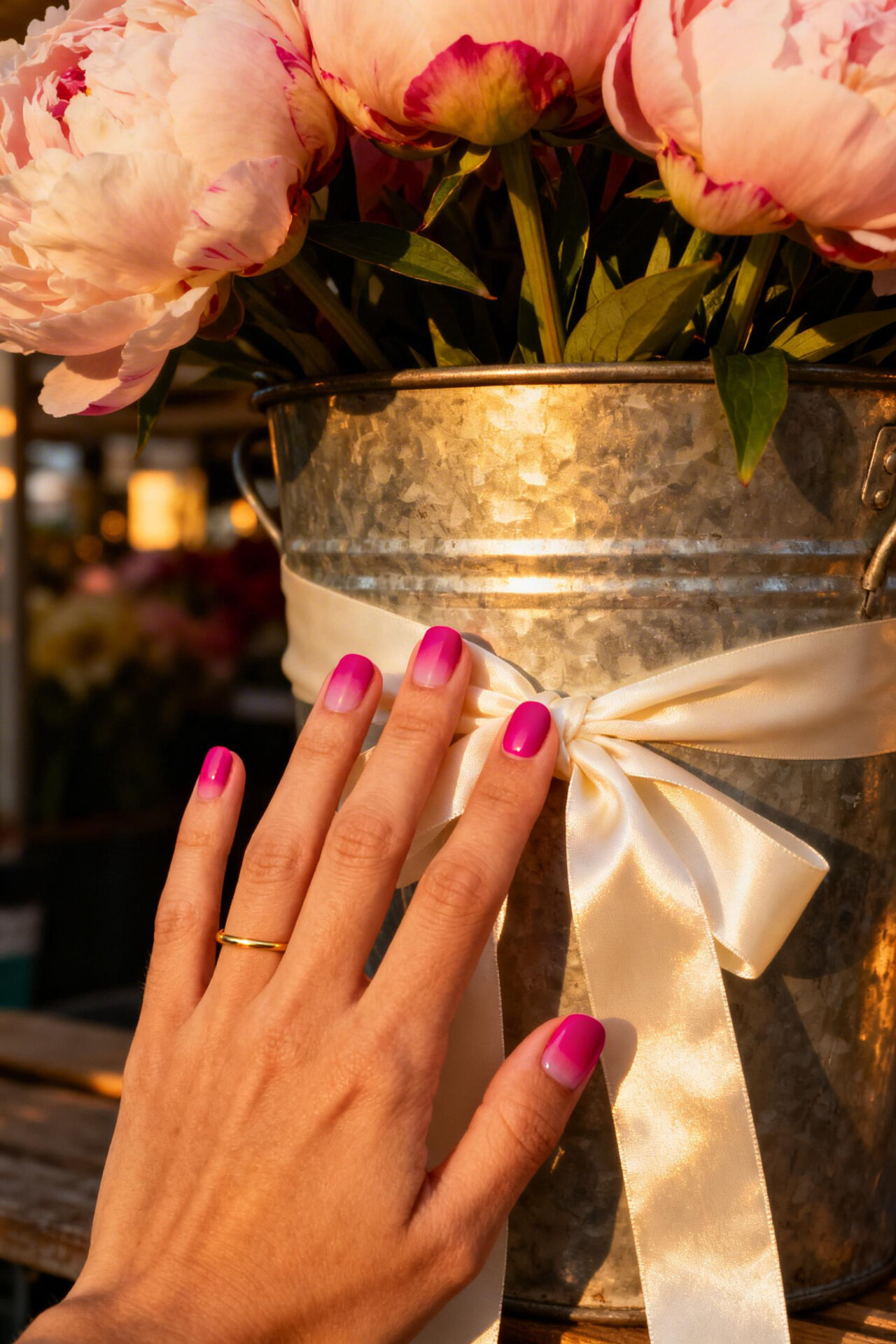 Pink Aura Nails - hot pink matte round