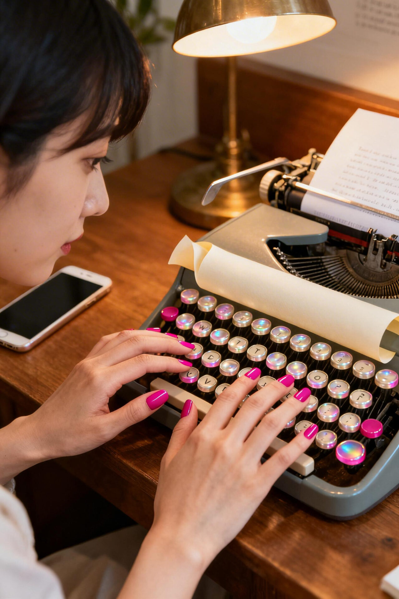 Pink Aura Nails - flamingo hot pink squoval