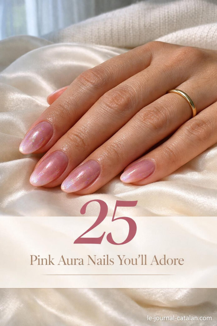 Pink nail designs featuring soft aura aesthetic with gradient airbrush technique and Y2K inspired nail art style