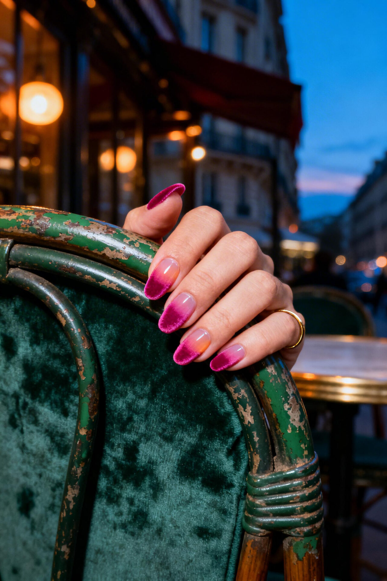 Pink Aura Nails - fuchsia velvet almond