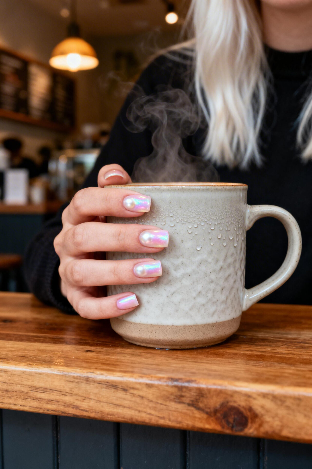 Pink Nails Square baby pearl acrylic