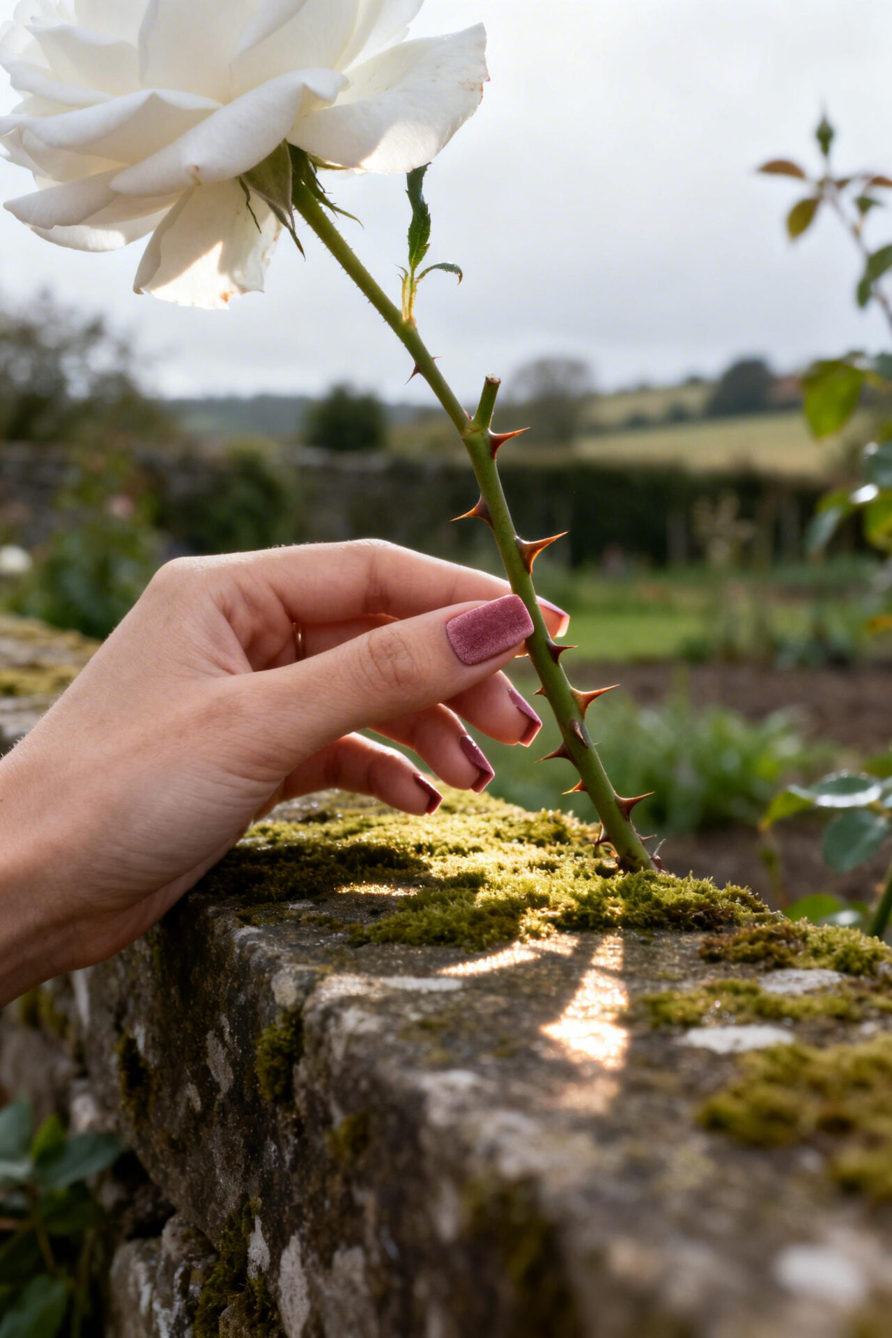 Pink Nails Square dusty rose velvet acrylic