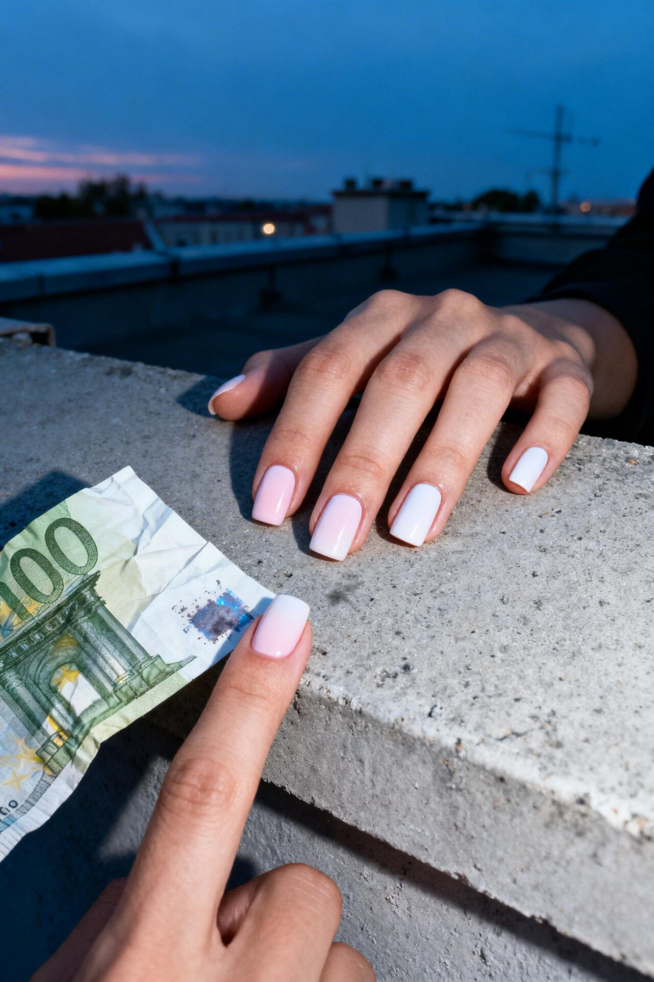 Pink Nails Square powder beige matte acrylic