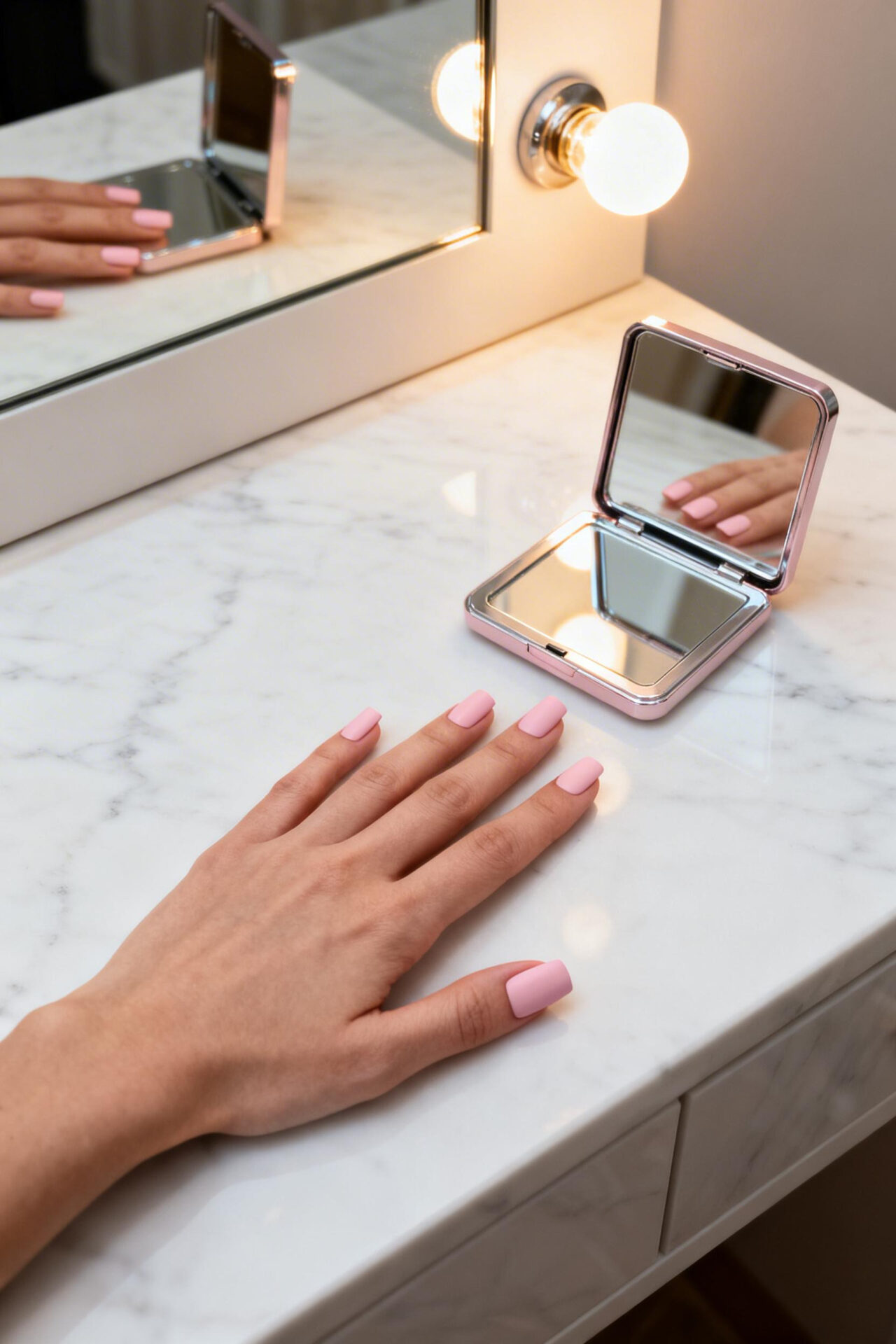 Pink Nails Square ballet soft matte acrylic