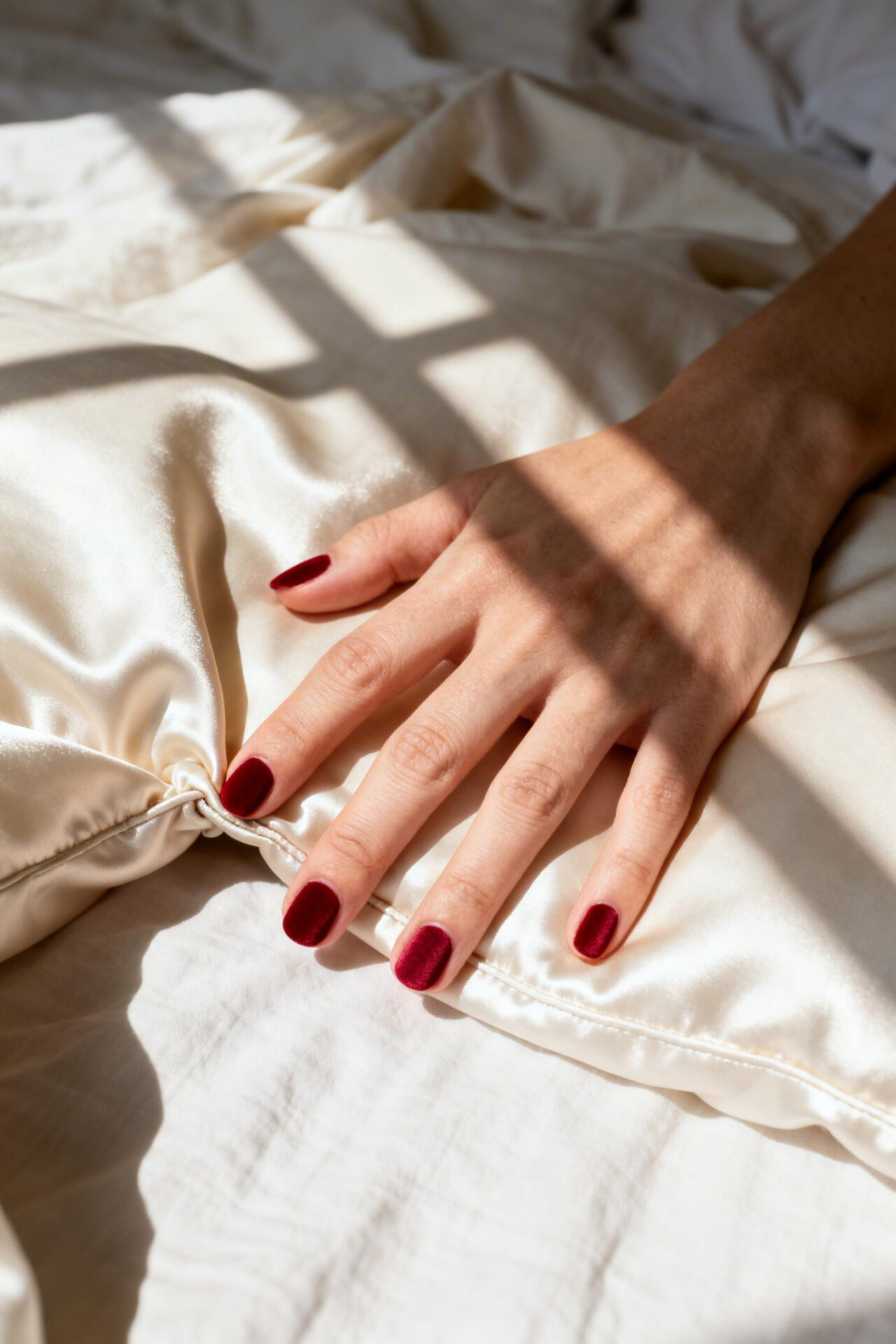 Red Aura Nails - cherry cola matte short round