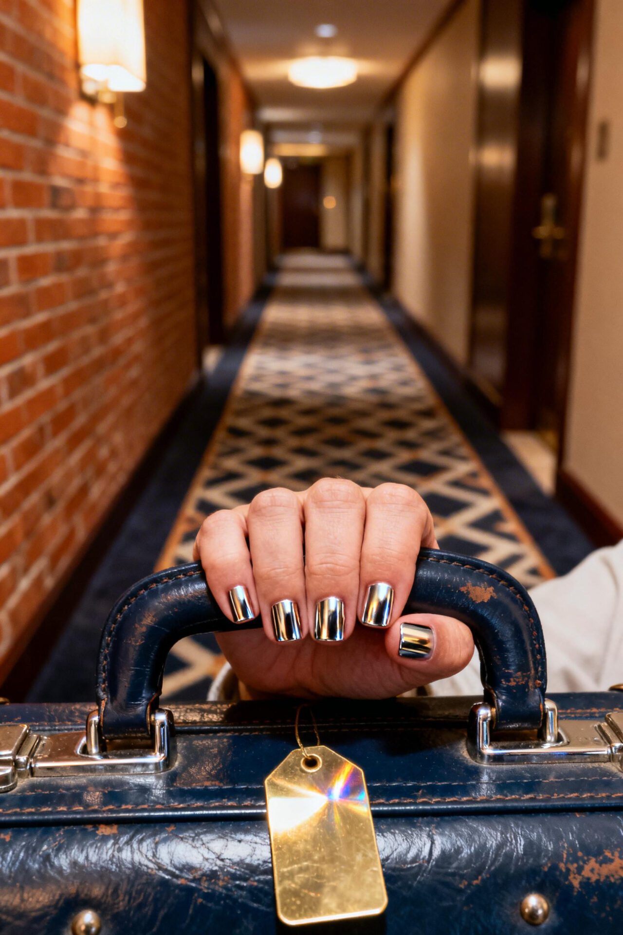 Red Aura Nails - chrome mirror square