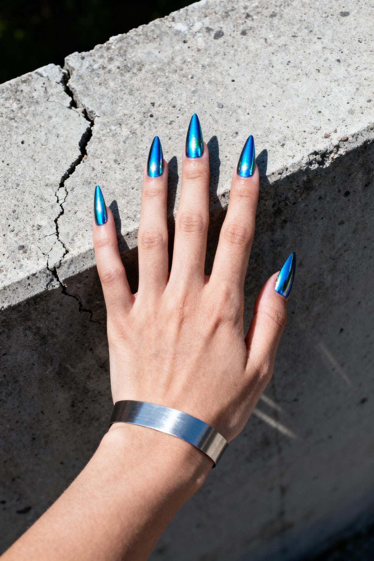 Red Aura Nails - chrome mirror stiletto