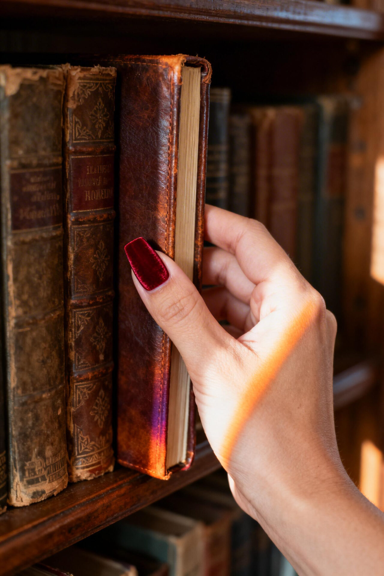 Red Aura Nails - crimson coffin velvet