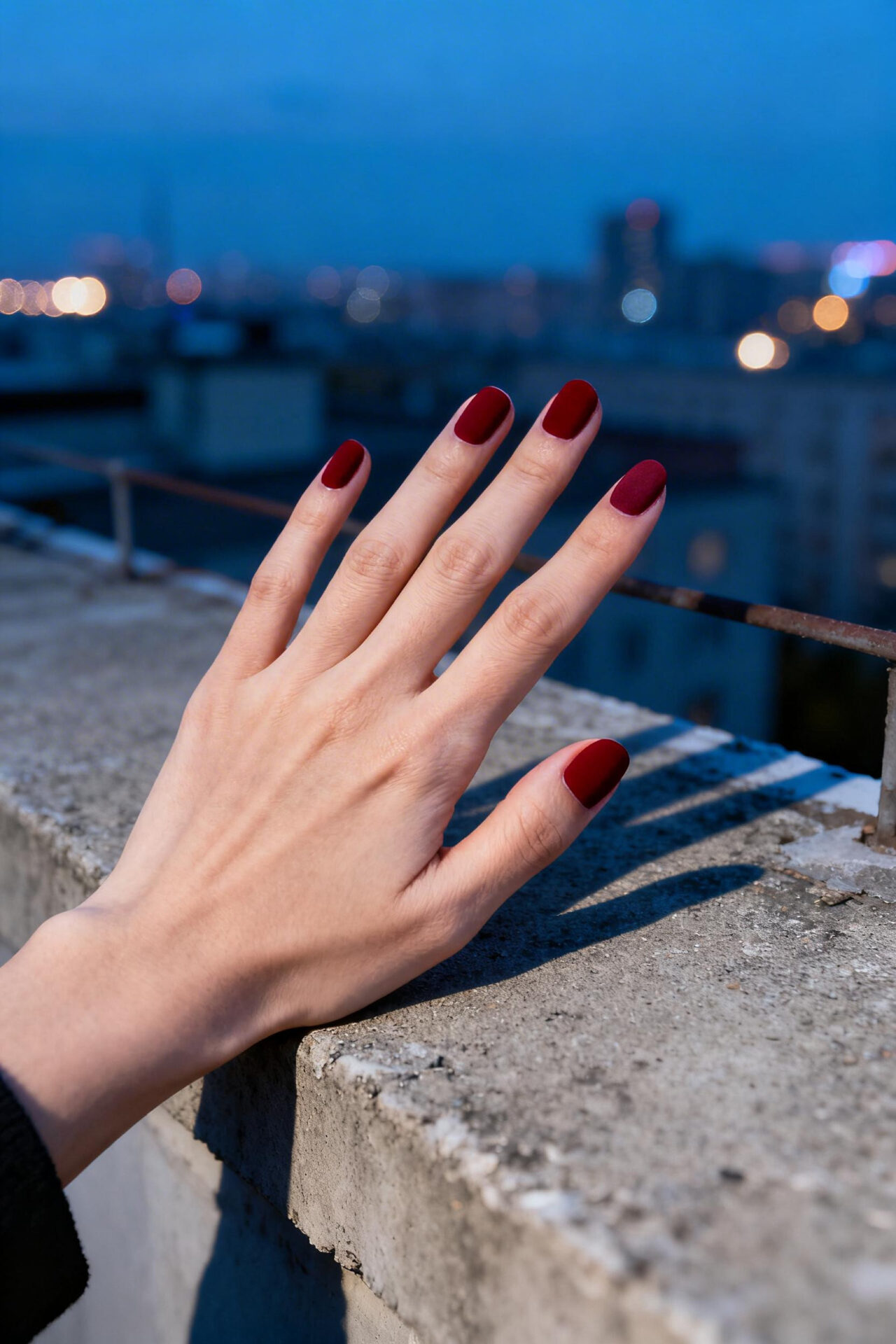 Red Aura Nails - crimson matte short round