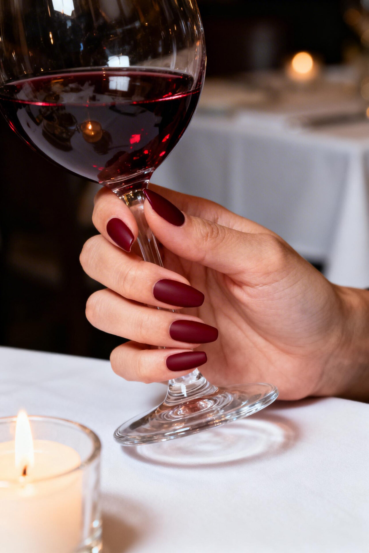 Red Aura Nails - oxblood almond luxury