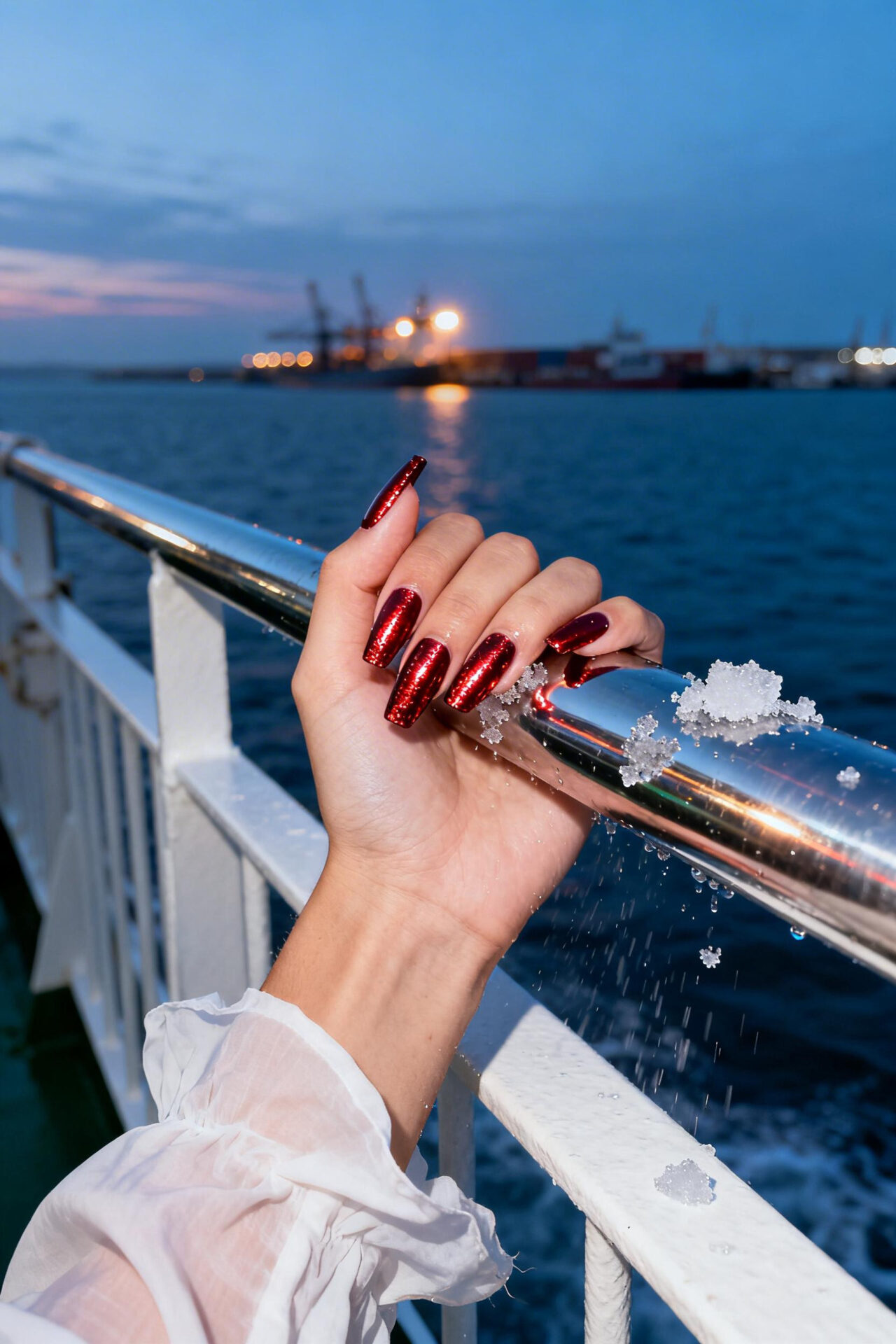 Stylish Nails Red - cherry cola metallic coffin
