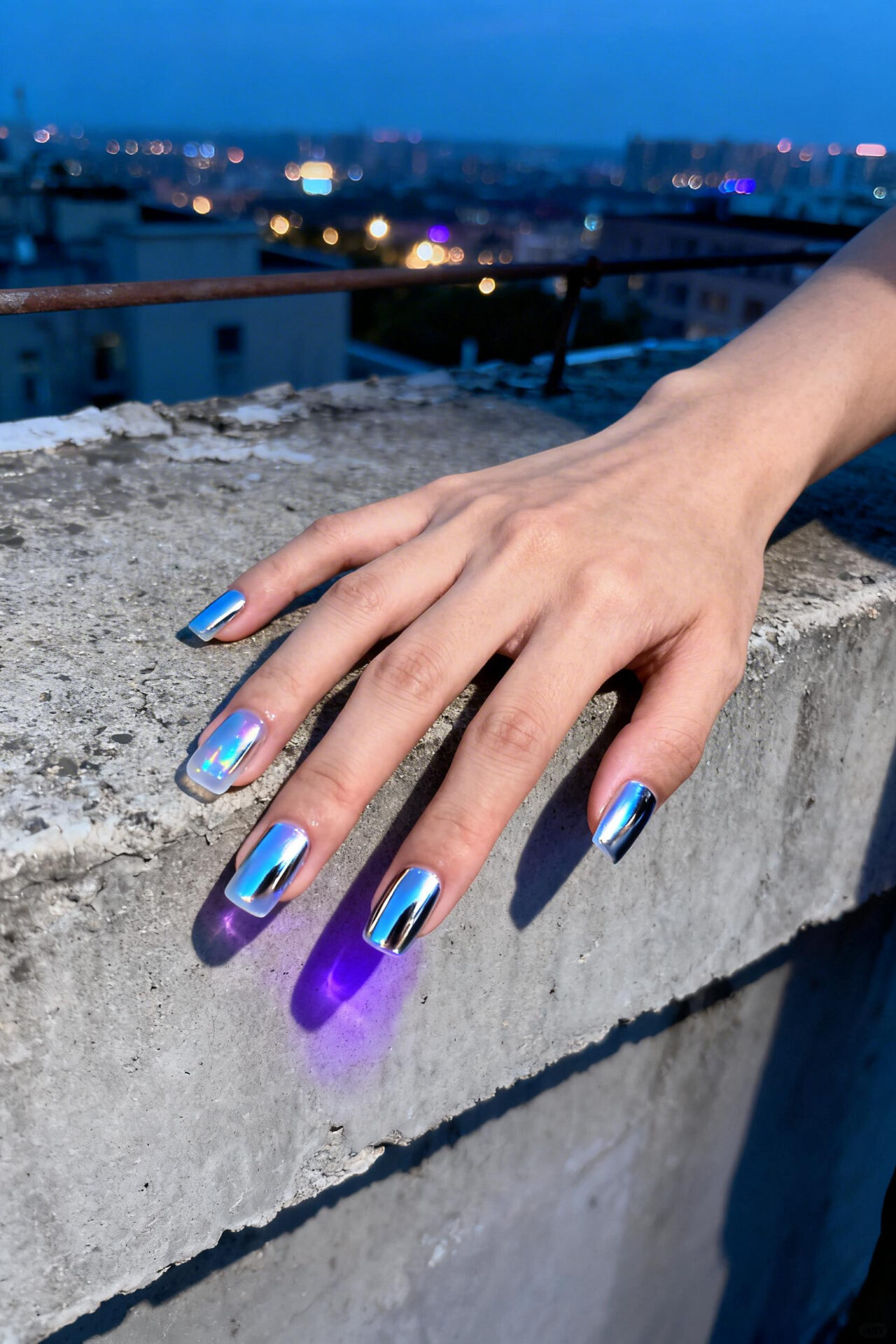 Short Gel Nails - icy chrome gel