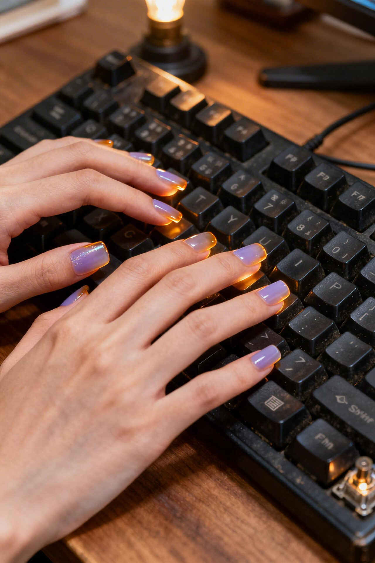 Short Biab Nails - lavender gel square