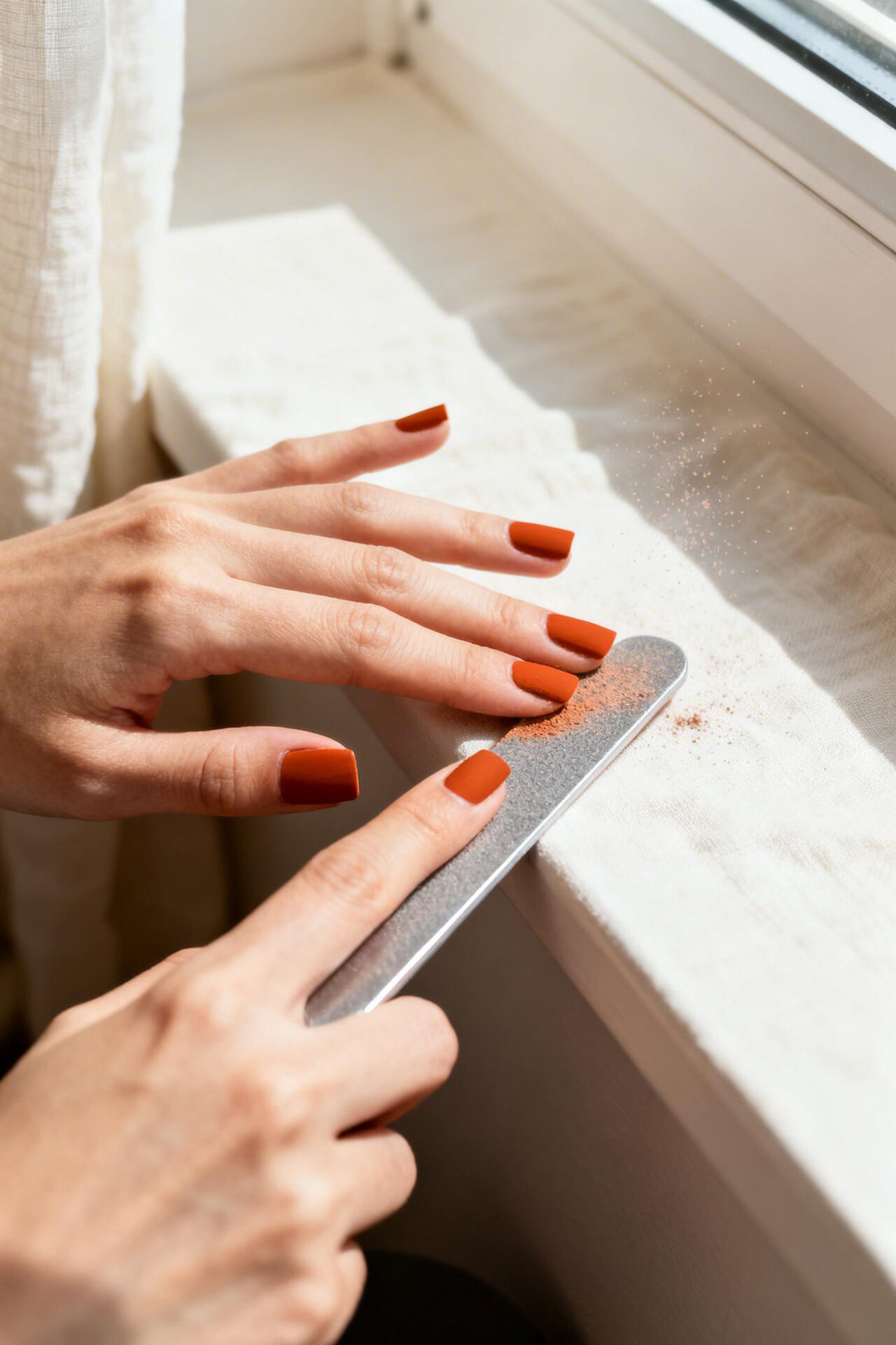 Simple Spring Nails - burnt orange matte