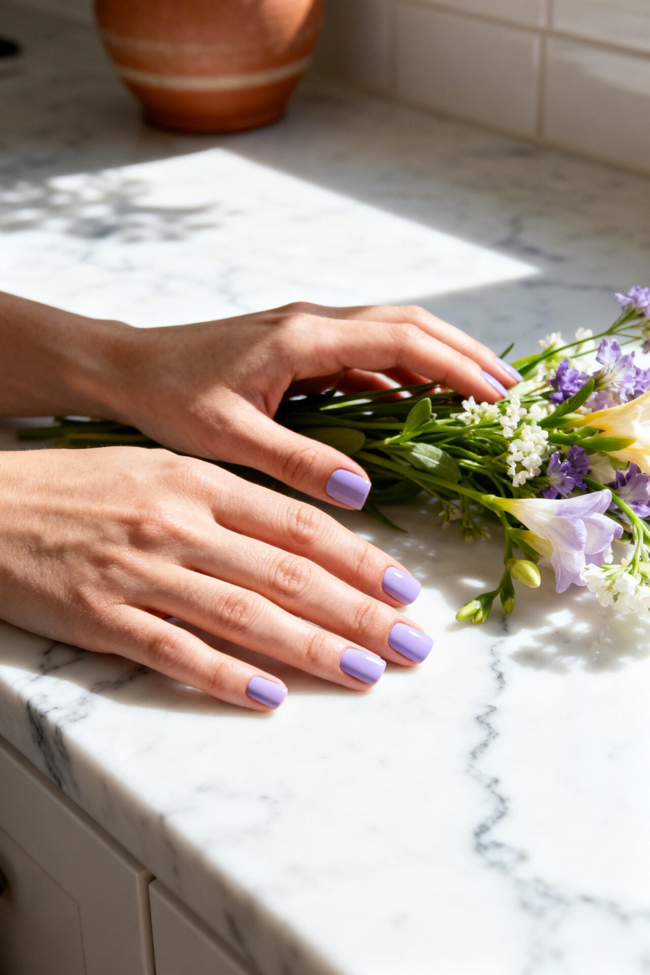 April Nails Ideas - soft lavender matte