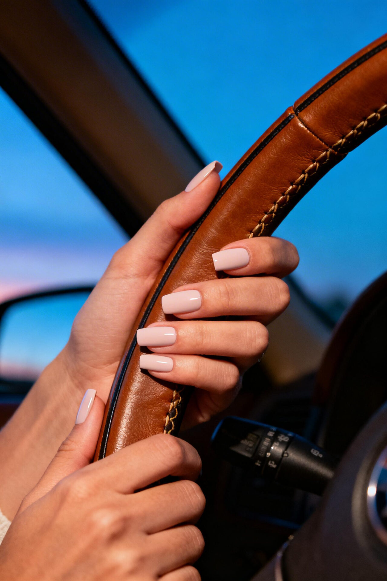 Simple Square Nails - ballet slipper acrylic