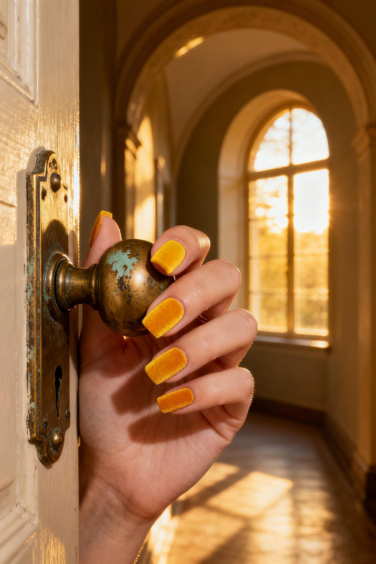 Birthday Nails - marigold matte acrylic