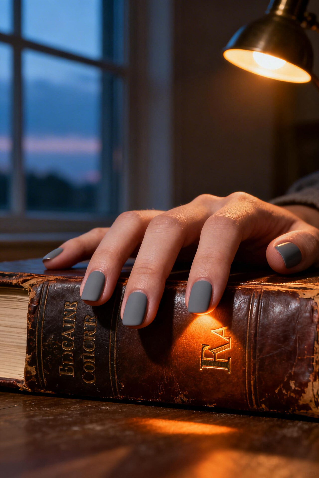 Pretty Square Nails - matte grey powder