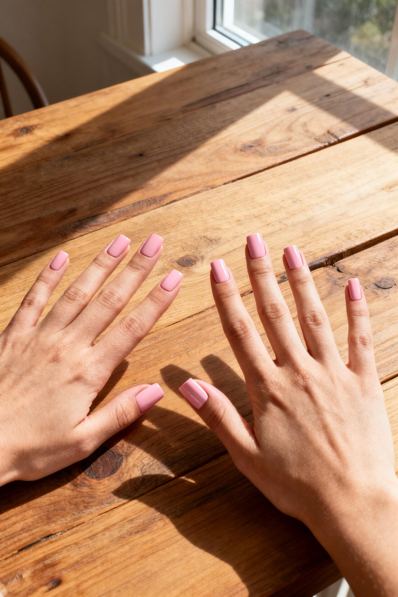 Square Acrylic Nails Designs - pale pink powder
