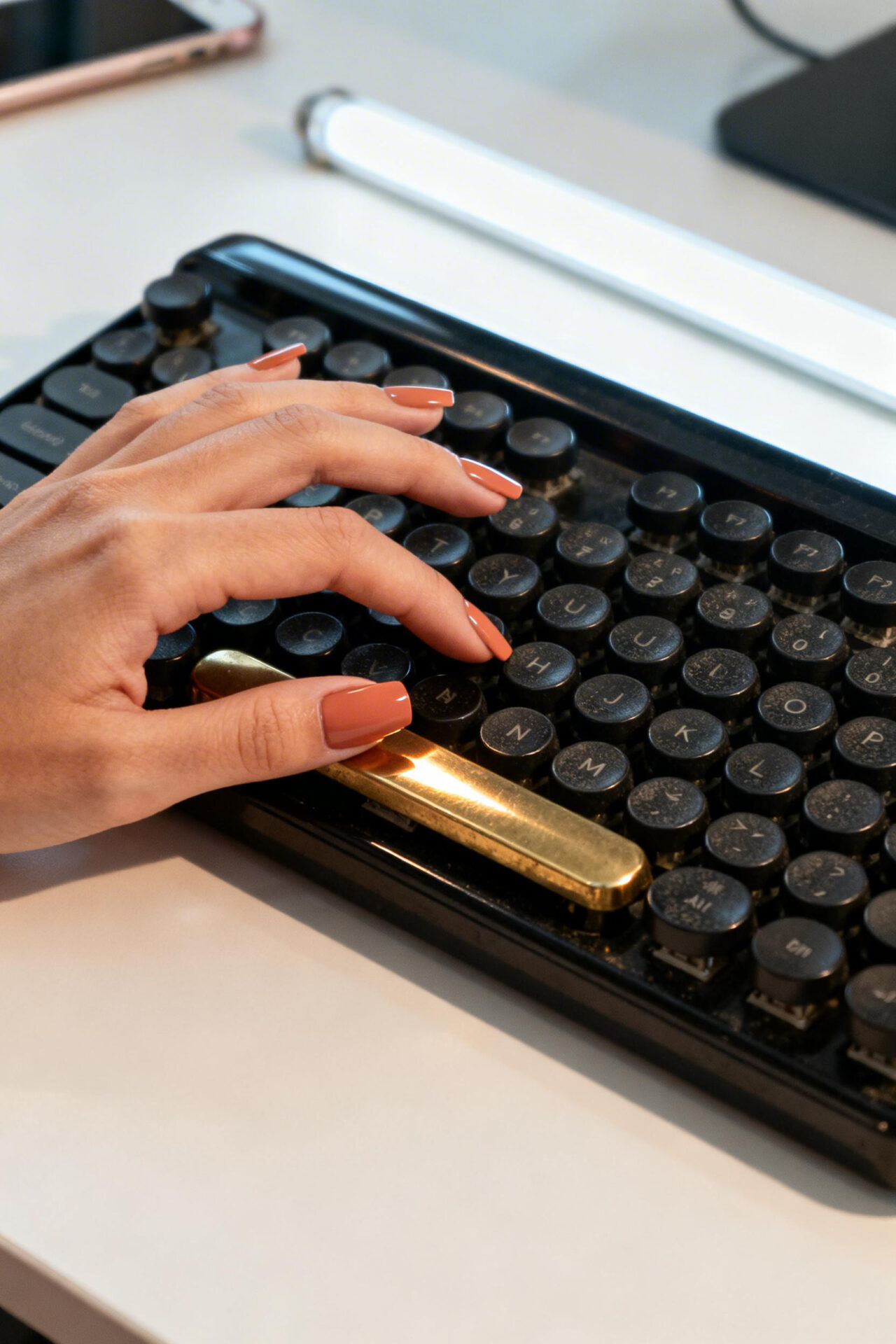 Squoval Acrylic Nails - terracotta matte