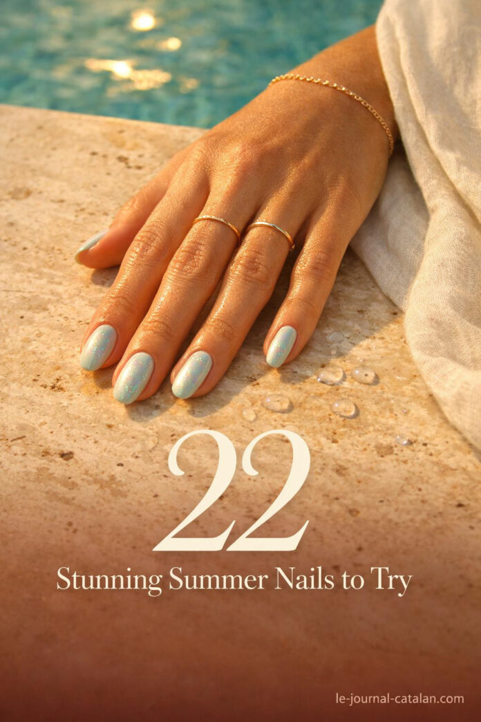 Fun summer nails featuring bright colorful aura design with soft blended gradient effect for vacation-ready manicure inspiration