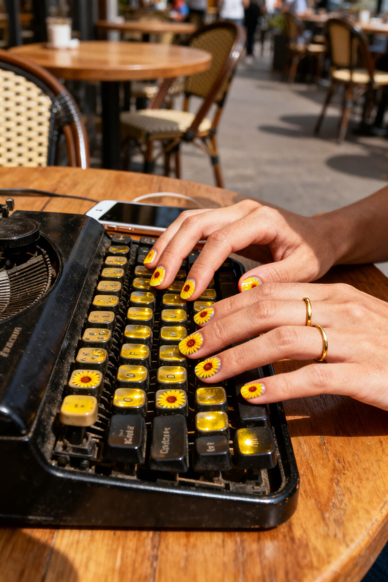 Colorful Aura Nails - bright yellow gloss