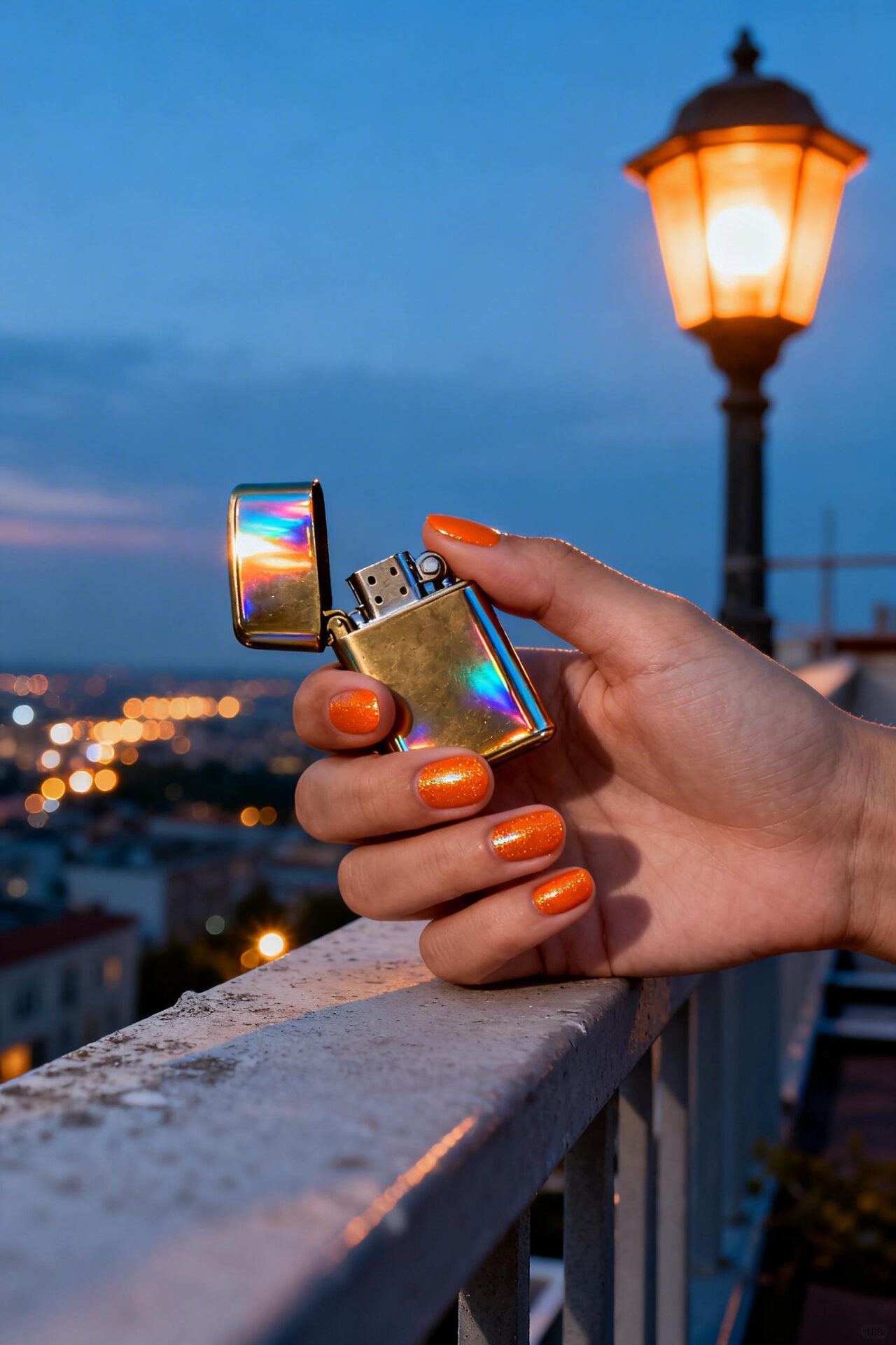 Fun Summer Nails - tangerine chrome