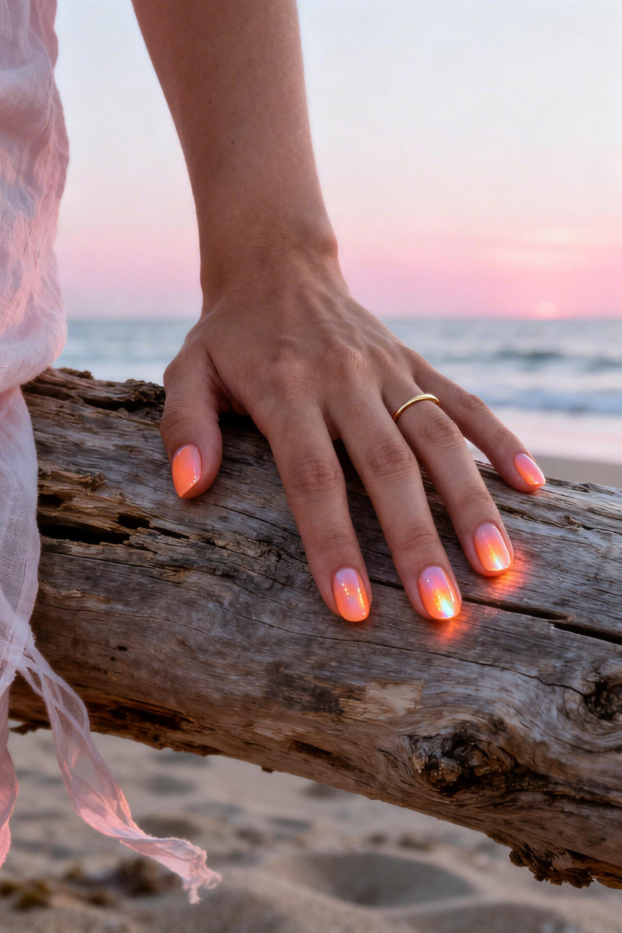 Fun Summer Nails - coral peach glow