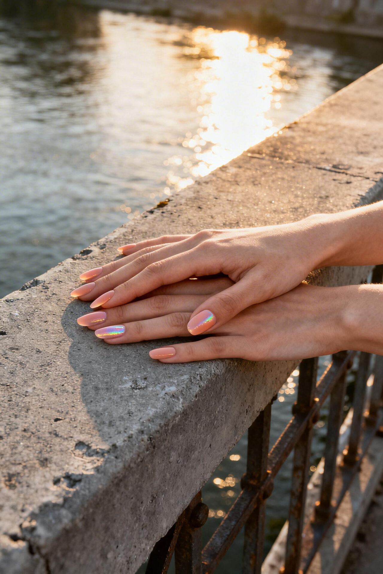 Colorful Aura Nails - peach ballerina