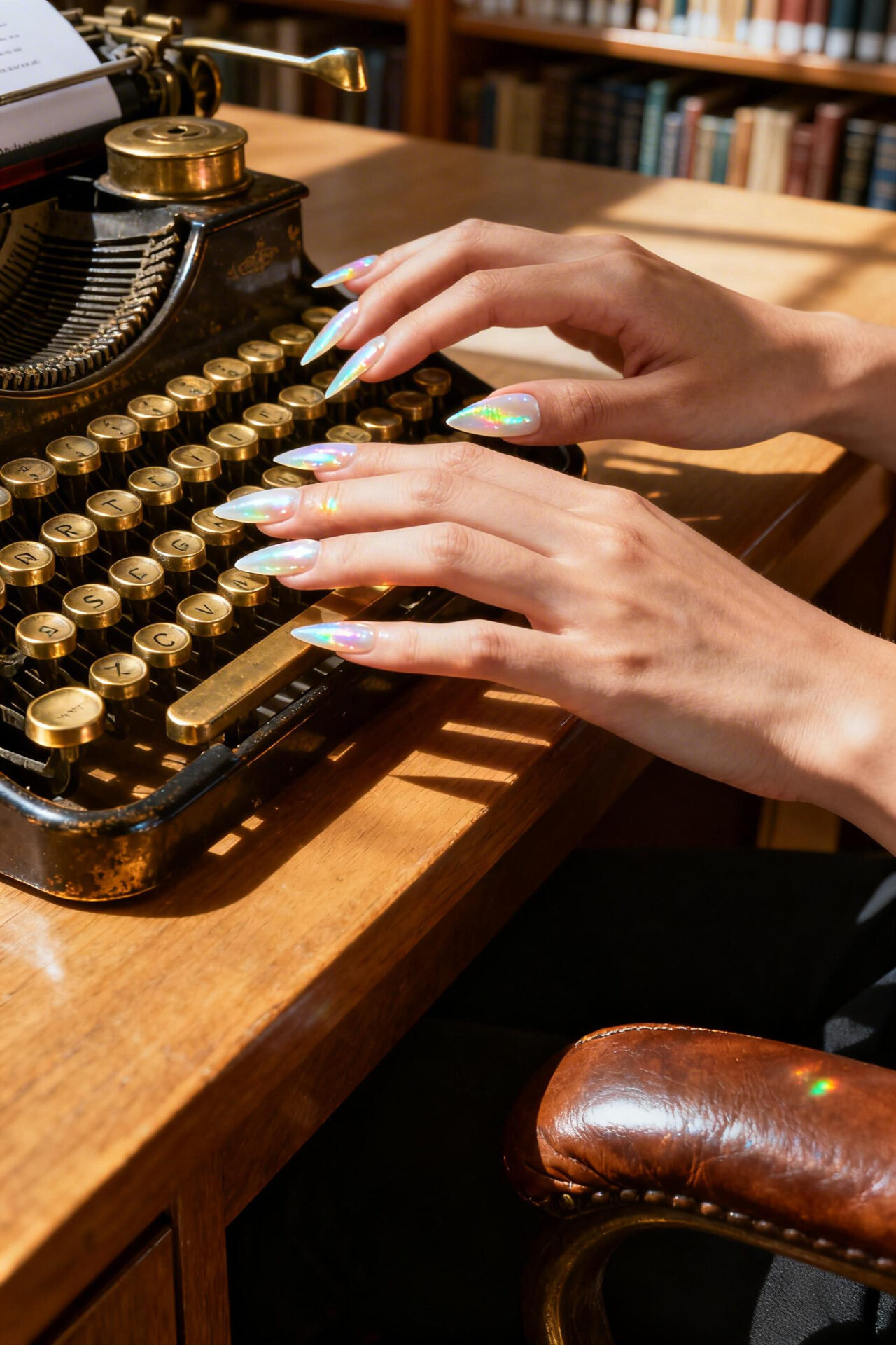Soft Aura Nails - stiletto pearl chrome